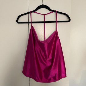 fuchsia hot pink cowl neck top